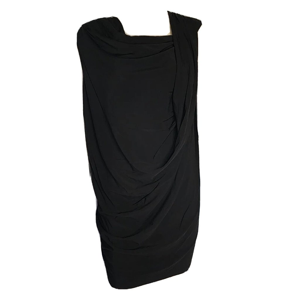 Lafeyette Dress Womens Size L Large 148 Solid All Black Drape Neck Sleeveless